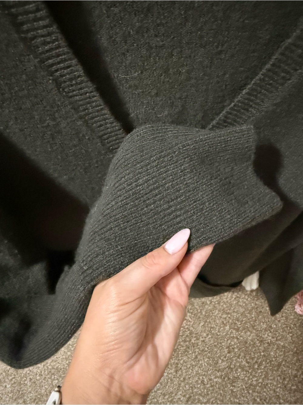 J. Crew Olive Green V-Neck Long Sleeve Sweater with Pockets - Picture 3 of 4